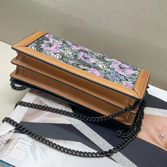 (new+card) Coach turnlock crossbody /clutch leather trim